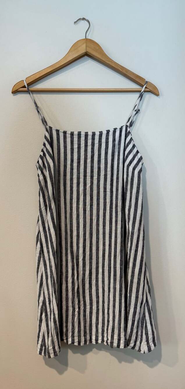 A New Day Dress Size S Black White Striped Spaghetti Strap